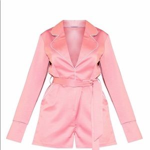 Dusty Pink Satin Tailored Romper